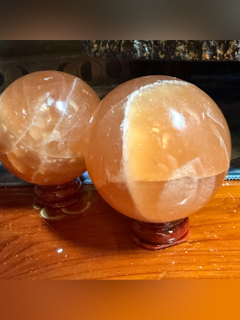 Honey calcite crystal sphere